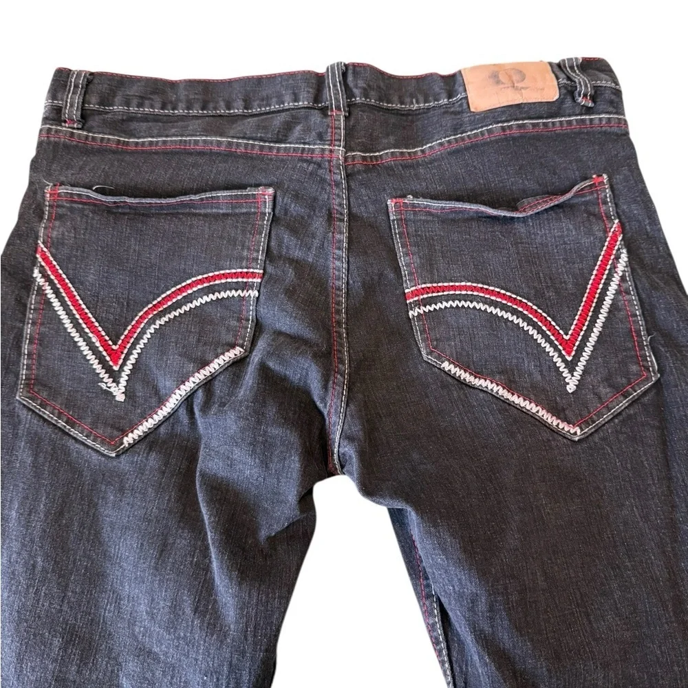 Qruel Jeans 38x32 Men’s Black Wash Straight Fit Denim Rap Rainbow Y2K VTG